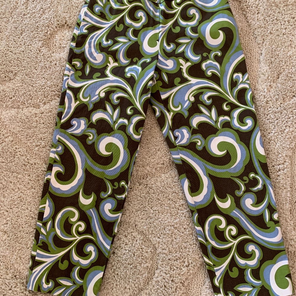 Talbots Y2K Brown Paisley Crop Pants